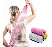 African Net Sponge,3 Pieces Shower Sponge with Handle, Bathing Body Exfoliating Shower Body Back Scrubber Soft Durable Nylon Suits for Daily Bathing for Women and Men, Pink+White+Yellow