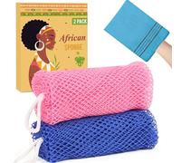African Net Sponge Authentic - 2 Pack Afro Scrubber Bath Loofah Exfoliating Net Sponge for Shower, African Bath Sponges Exfoliator and Exfoliating Mitt for Most Skin Back Scrub Washer Accessories