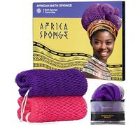 African Net Sponge Authentic - 2 Pieces Loofah Exfoliating Body Scrubber Bath Sponge - Back Scrubber Washcloth for Shower - Real African Scrub Exfoliator Body Care Bathing Accessories for Women