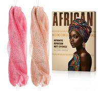 African Net Sponge Authentic - Back Scrub Exfoliating Net Sponge with Knots - 2 Pieces African Bath Sponges for Body Scrubber Exfoliator - Back Washer for Shower Accessories