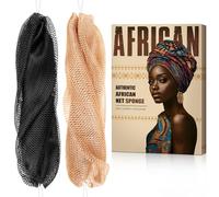 African Net Sponge Authentic - Back Scrub Exfoliating Net Sponge with Knots - 2 Pieces African Bath Sponges for Body Scrubber Exfoliator - Back Washer for Shower Accessories