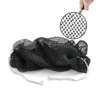 African Net Sponge Authentic - Body Back Scrubber Bath Sponge with Knots - Afro Loofah Exfoliating Wash Cloth with Travel Bag for Smooth Skin,Back Scrubbing (Black)