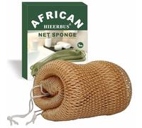 African Net Sponge - Authentic Exfoliating Body Scrubber, 45" Long Stretchable Nylon Bath Washcloth for Deep Cleansing, Quick-Dry Back Scrubber for Smooth Skin - Quick Dry, Rich Lather (Golden)