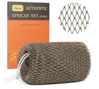African Net Sponge Authentic with Knots - 1-Pack 110cm/43.3in Exfoliating Back & Body Scrubber | Long Loofah Sponge for Deep Cleansing, Fade-Resistant, No Shedding, Gentle on Skin (Light Brown)