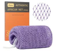 African Net Sponge Authentic with Knots - 1-Pack Exfoliating Body & Back Scrubber, Long Loofah Bath Sponge for Deep Cleansing & Dead Skin Removal, Shower Accessories for Women & Men (Purple)