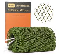 African Net Sponge Authentic with Knots - 1-Pack Exfoliating Body & Back Scrubber, Long Loofah Bath Sponge for Deep Cleansing & Dead Skin Removal, Shower Accessories for Women & Men (Green)
