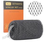 African Net Sponge Authentic with Knots - Exfoliating Body & Back Scrubber, Long Loofah Bath Sponge for Deep Cleansing & Dead Skin Removal, Shower Accessories for Women & Men (Dark Gray)
