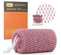 African Net Sponge Authentic with Knots, Exfoliating Body Scrubber for Dead Skin Removal, Back Scrubber for Foot, Scalp & Body Wash, Loofah Sponge Bathing Accessories (Powder Blusher)