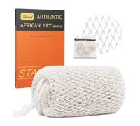 African Net Sponge Authentic with Knots, Exfoliating Body Scrubber for Dead Skin Removal, Back Scrubber for Foot, Scalp & Body Wash, Loofah Sponge Bathing Accessories (Milky White)