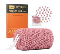 African Net Sponge Authentic with Knots, Exfoliating Body Scrubber for Dead Skin Removal, Back Scrubber for Foot, Scalp & Body Wash, Loofah Sponge Bathing Accessories (Flesh Pink)