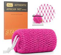 African Net Sponge Authentic with Knots, Exfoliating Body Scrubber for Dead Skin Removal, Back Scrubber for Foot, Scalp & Body Wash, Loofah Sponge Bathing Accessories (Deep Pink)