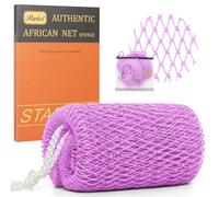 African Net Sponge Authentic with Knots, Exfoliating Body Scrubber for Dead Skin Removal, Back Scrubber for Foot, Scalp & Body Wash, Loofah Sponge Bathing Accessories (Lavender)