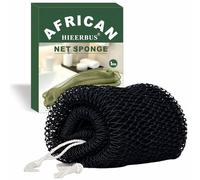 African Net Sponge with Knots -Authentic Exfoliating Bath Sponge & Body Scrubber for Deep Cleansing -Long Back Scrubber, Shower Sponge for Women & Men - Elastic Mesh, Quick Dry, Rich Lather (Black)