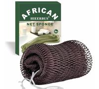 African Net Sponge with Knots -Authentic Exfoliating Bath Sponge & Body Scrubber for Deep Cleansing -Long Back Scrubber, Shower Sponge for Women & Men - Elastic Mesh, Quick Dry, Rich Lather (Brown)