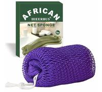 African Net Sponge with Knots -Authentic Exfoliating Bath Sponge & Body Scrubber for Deep Cleansing -Long Back Scrubber, Shower Sponge for Women & Men - Elastic Mesh, Quick Dry, Rich Lather (Purple)
