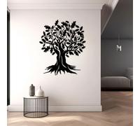African Oak Tree Metal Wall Art - 13.13" x 15.75" Black Iron Silhouette Decor, Natural-Inspired Home & Outdoor Wall Hanging, Unique Modern Gift for Housewarming or Nature-Themed Spaces