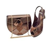 African Party Shoes Bag Set Nigerian Women's Platform Heels with Matching Clutch for Wedding Coffee