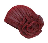 African Pattern Headwrap Pre-Tied Bonnet Turban Knot Beanie Cap Headwrap Hat Hair Loss Hat Beanie Bonnet Headband for Women Red Wine