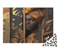 African Portraits - Geometric Shapes Jigsaw Puzzles. 1000pcs (75x50cm) Whimsical Challenge Toy for Educational Games Gifts