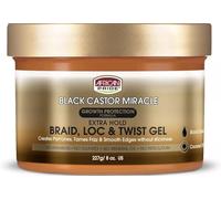 African Pride Black Castor Miracle Extra Hold Braid, Loc & Twist Gel, 227g Pack of 2