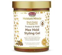 African Pride Moisture Miracle Max Hold Styling Gel with Black Castor & Jojoba Oil, 18 fl oz - Long-Lasting Hold & Shine for Natural Hair
