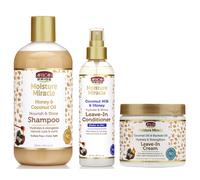 African Pride Moisture Miracle Shampoo, Leave-In Conditioner And Leave-In Cream (Set Of 3)