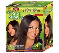 African Pride Olive Miracle Deep Conditioning No-Lye Relaxer - Super Kit 8-Count
