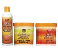 African Pride Shea Miracle Detangling Hair Shampoo 355 ml | Leave In Conditioner - 425g | Bouncy Curls Pudding 425 g