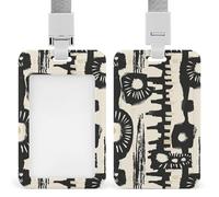 African Print Design Retractable ID Badge Holder with Lanyard Vertical Badge Reel Keychain Clip Name Tag Id Card Holder Protector for Nurse Officer Teacher Security Staff Women Men