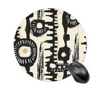 African Print Design Round Mouse Pad 7.8 Inch, Portable Gaming Mouse Mat with Non-Slip Rubber Base & Smooth Surface, Waterproof Mousepad for PC, Laptop, Computer, Office, Home