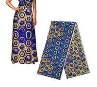 African Print Fabric, 6 Yards Polyester Wax Prints Fabric Various Geometric Colorful Patterns Cloth for DIY African Party Dress (FP6258)