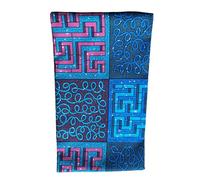 African Print Fabric, Blue and Pink Geometric Pattern, Ankara Wax Print, 6 Yards x 114 cm, Cotton Blend
