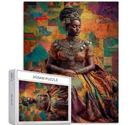 African Queen 1000 Piece Jigsaw Puzzles for Adults Africa Map Background Art Jigsaw Puzzle Colorful DIY Puzzles for Home Decoration Gifts Family Puzzle Perfect for Game Nights 20×27 Inches
