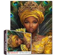 African Queen Jigsaw Puzzles 1000 Pieces for Adults,Afro Woman Painting Jigsaw Puzzle,African Women Puzzle Game Fashion Model Wall Decor DIY Craft Puzzle Art