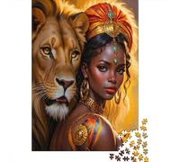 African Queen Lion Extra-Thick Cardboard DIY Jigsaw Puzzle for Adults Kids 12 Years Up Fun Family Game Beautiful Decoration Leisure Activity 70x50cm/1000pcs