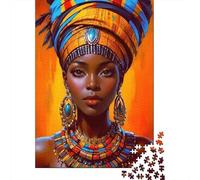 African Queen Portrait 1000 Piece S Sturdy Cardboard Classic Jigsaw Puzzle for Adults Kids Impossible Challenging Game Decompression Wall Decor 38x26cm/1000pcs
