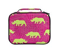 African Rhino and Palm Leafs Colored Pencil Bag Large Capacity Pencil Case for Colouring Pencils Pen Bag Marker Organizer