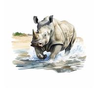 African Rhino Vinyl Wall Decals, Animal Stickers for Phone, Ipad, Suitcase