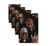 African Ritual Ethnic Tribal Car Air Freshener Cards Set of 4 Pieces Long Lasting Hanging Scented Cards for Bedroom Wardrobe Car Aromatherapy Tablets for Men Women Rearview Mirror Pendant