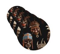 African Ritual Ethnic Tribal Car Air Fresheners 4 Pcs Round Shape Hanging Car Air Freshener Fragrance Scented Cards Auto Mirror Pendant Aromatherapy Tablets For Car Home Office Closet Bathroom