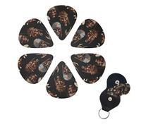 African Ritual Ethnic Tribal Guitar Picks 6 Pack 3 Different Thickness Celluloid Guitar Plectrums with Guitar Pick Holder Personalized Guitar Pick for Acoustic Guitar, Electric Guitar, Bass, Ukulele
