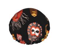 African Ritual Ethnic Tribal Masks Printed Double-Layer Shower Cap, Reusable Shower Cap, Suitable For Various Hair Lengths