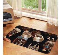 African Ritual Ethnic Tribal Pet Feeding Mat Absorbent Pu Leather Dog Cat Food Mats Contain Spills Protects Floors, Anti-Slip Rubber Backing Dog Bowl Mats Easy Clean Pet Placemats 30x45cm