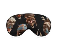 African Ritual Ethnic Tribal Sleep Mask Light Blocking Eye Cover Polyester Eye Mask with Elastic Strap Blindfold for Side Sleeper Sleeping Masks Face Hugging for Women Men Travel