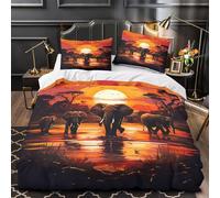 African_safari 3D Print Quilt Cover 3pcs Microfibre Anti-Fade Breathable Light Wildlife_art_style Comforter Cover 2 Pillowcases Zip Closure Bed Set Teenagers & Adults King（220x240cm）
