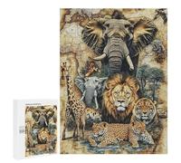 African Safari Animals, 500 PCS Displayable Picture Puzzle, Creative Indoor Hobby - to Assemble, Frame And Display