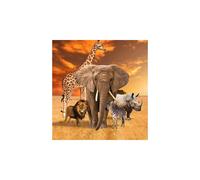 African Safari Animals Unite Night Panel 100% Cotton Print Fabric