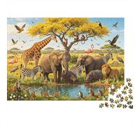 African Safari Jigsaw Puzzles 1000Pc Recycled Material Wild Animals Puzzle for Boy & Girl Fun Present & Activity for Home Ideal for Child‘s Birthday Gift 38x26cm/1000pcs