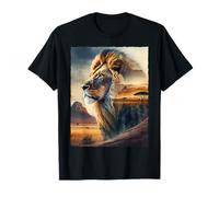 African Safari Lion Double Exposure Savanna Wildlife T-Shirt
