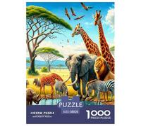 African Safari Scene 1000 Puzzles Adults Puzzle Adults Puzzle Puzzle Game Home Decoration Decompression 38x26cm/1000pcs
